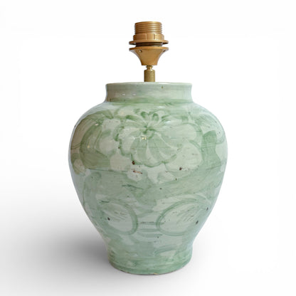 Pair of Light Green Chinoisrie Stoneware Lamps