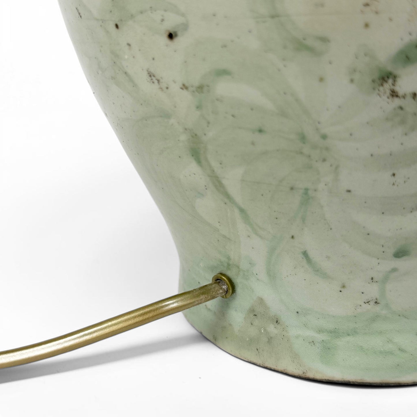 Pair of Light Green Chinoisrie Stoneware Lamps