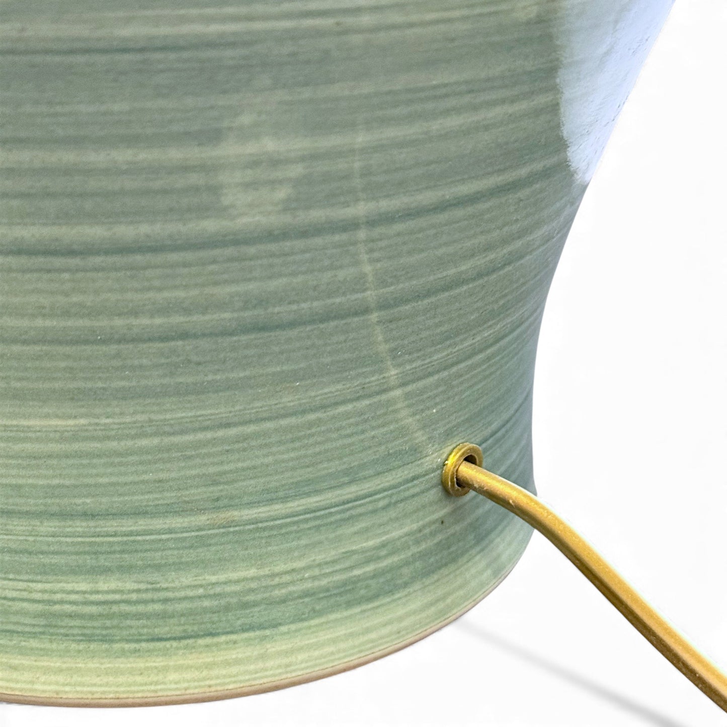 Pair of Green Stoneware Urn Shaped Table Lamps