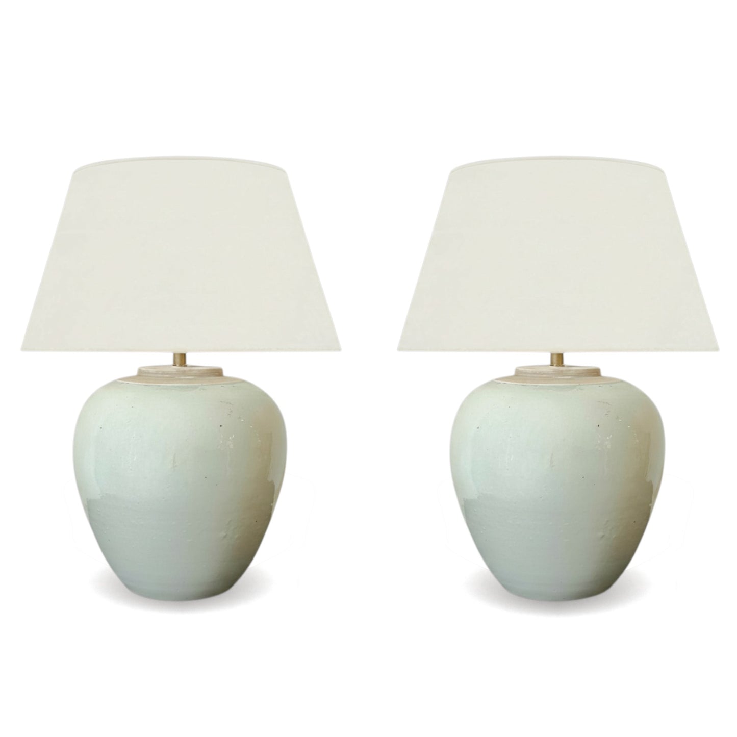 Pair of Celadon Stoneware Table Lamps
