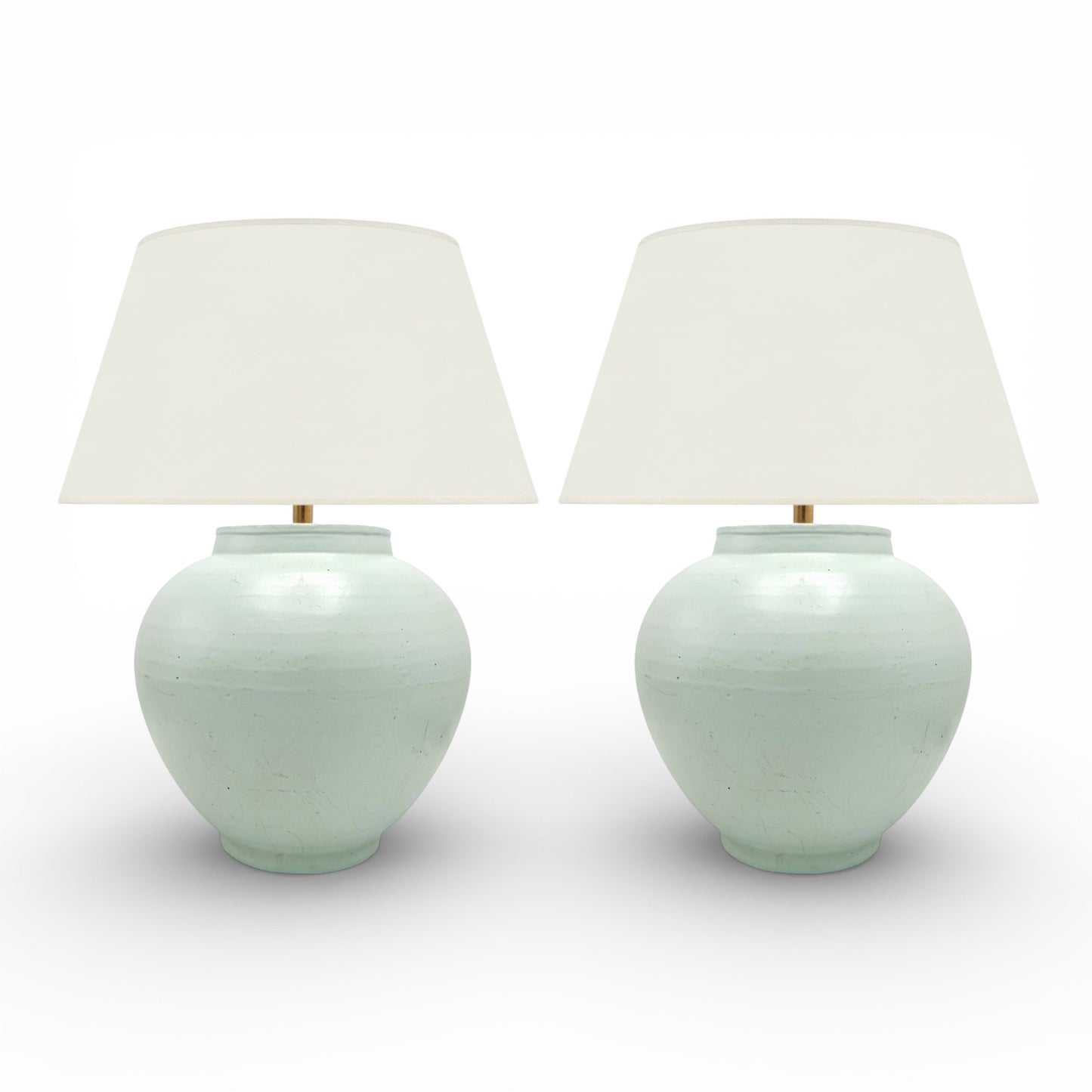 Pair of Light Green Stoneware Table Lamps