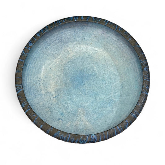 Vintage Blue & Black Stoneware Bowl