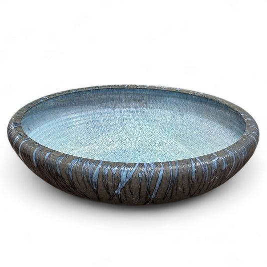 Vintage Blue & Black Stoneware Bowl