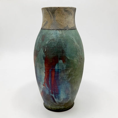 Large Raku Fired Iridescent Vase