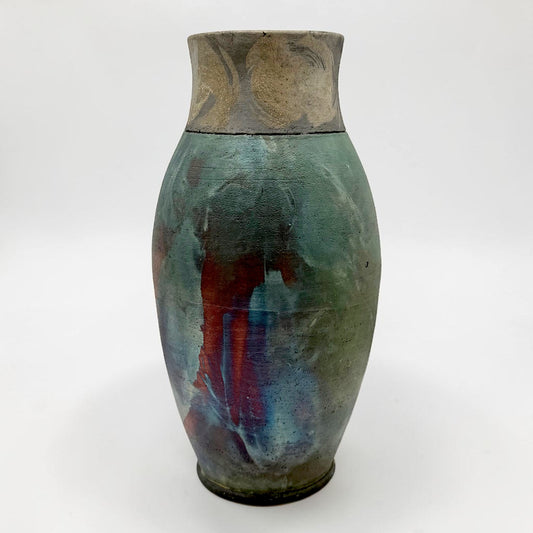 Large Raku Fired Iridescent Vase