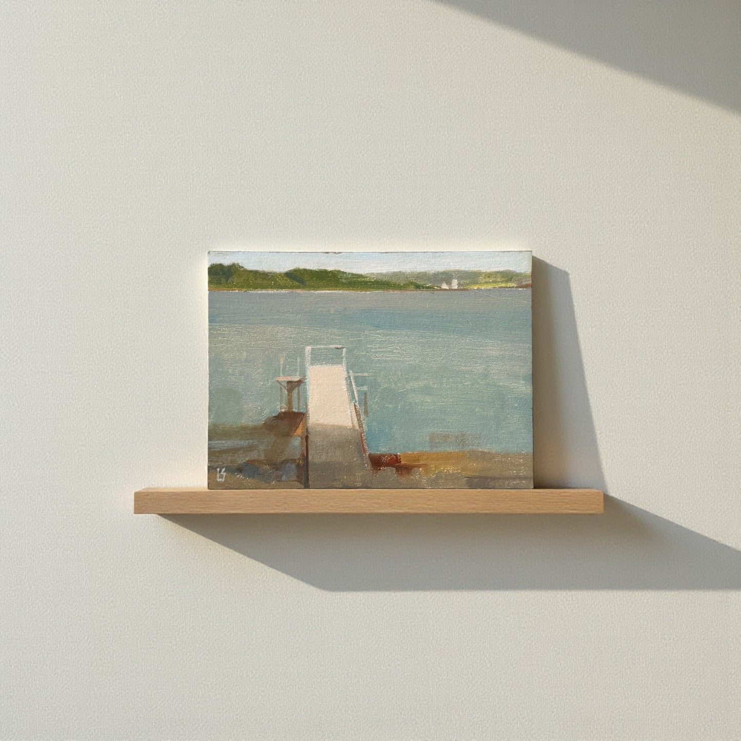 Dock on Lake Oil Painting on Wood