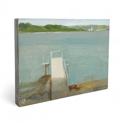 Dock on Lake Oil Painting on Wood