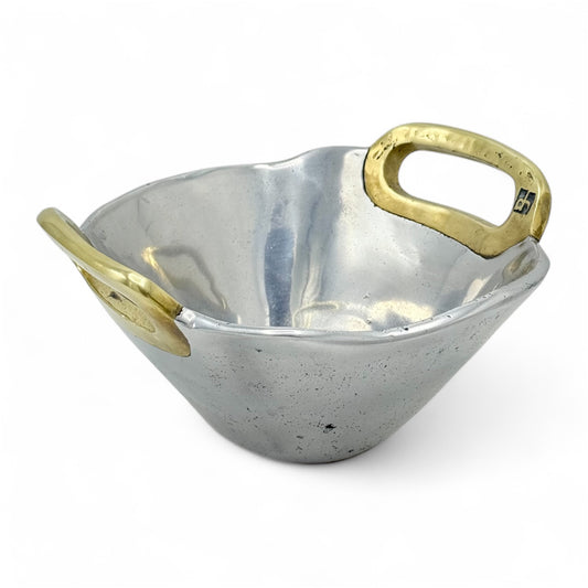 Aluminum and Brass Handled Bowl by David Marshall