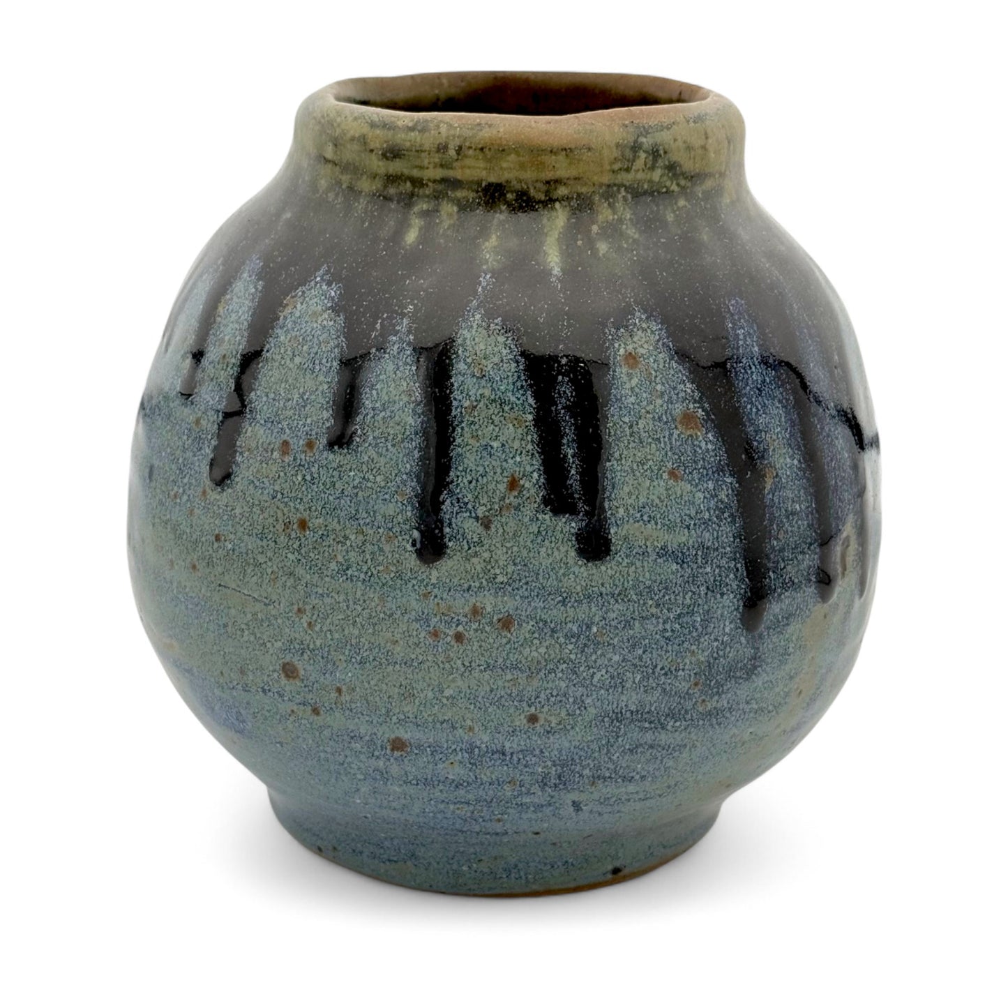 Vintage Studio Art Blue Drip Glazed Vase