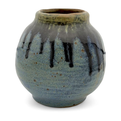 Vintage Studio Art Blue Drip Glazed Vase