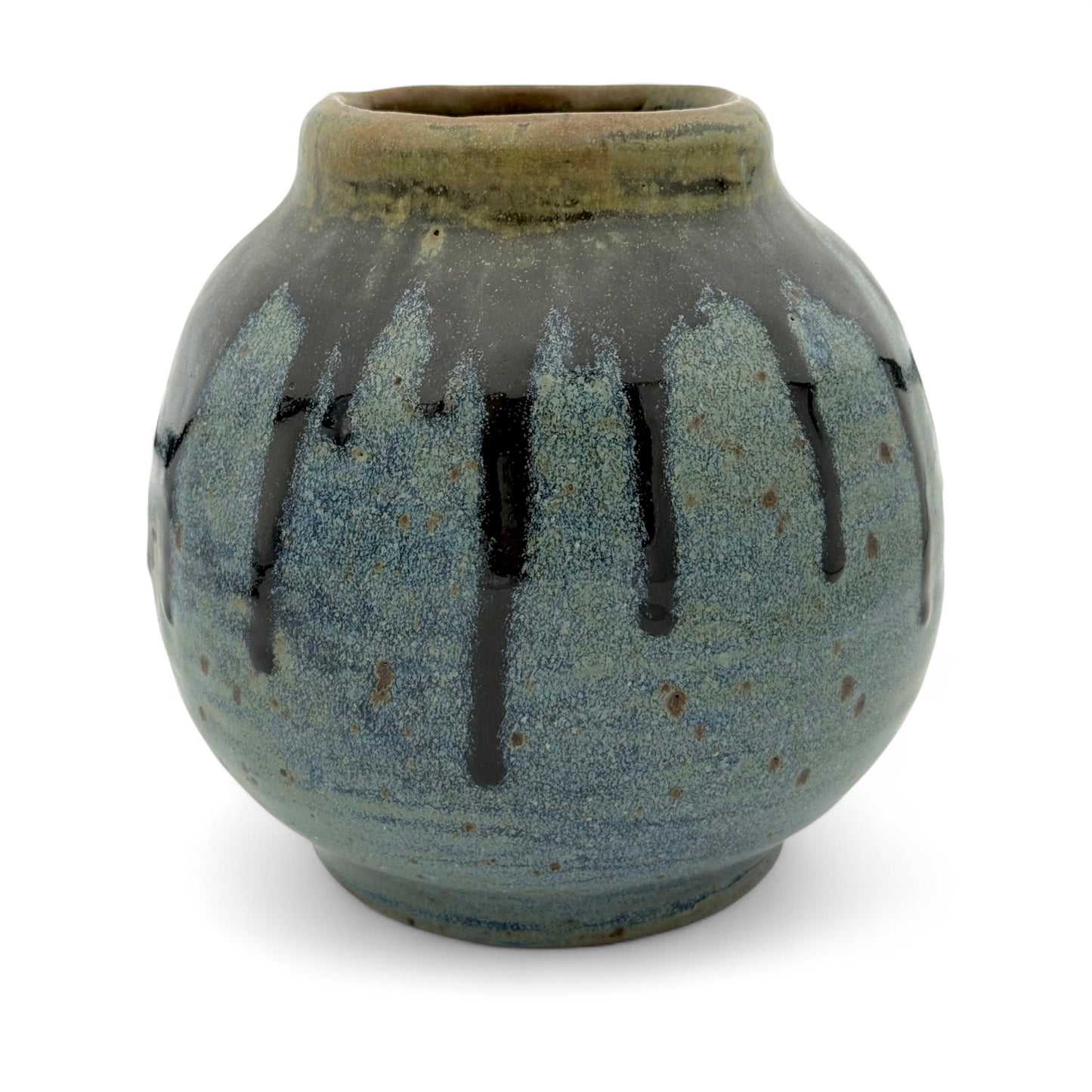 Vintage Studio Art Blue Drip Glazed Vase