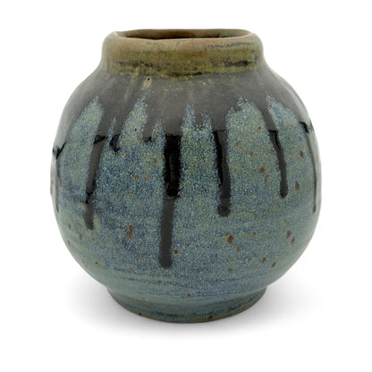 Vintage Studio Art Blue Drip Glazed Vase