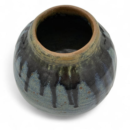 Vintage Studio Art Blue Drip Glazed Vase