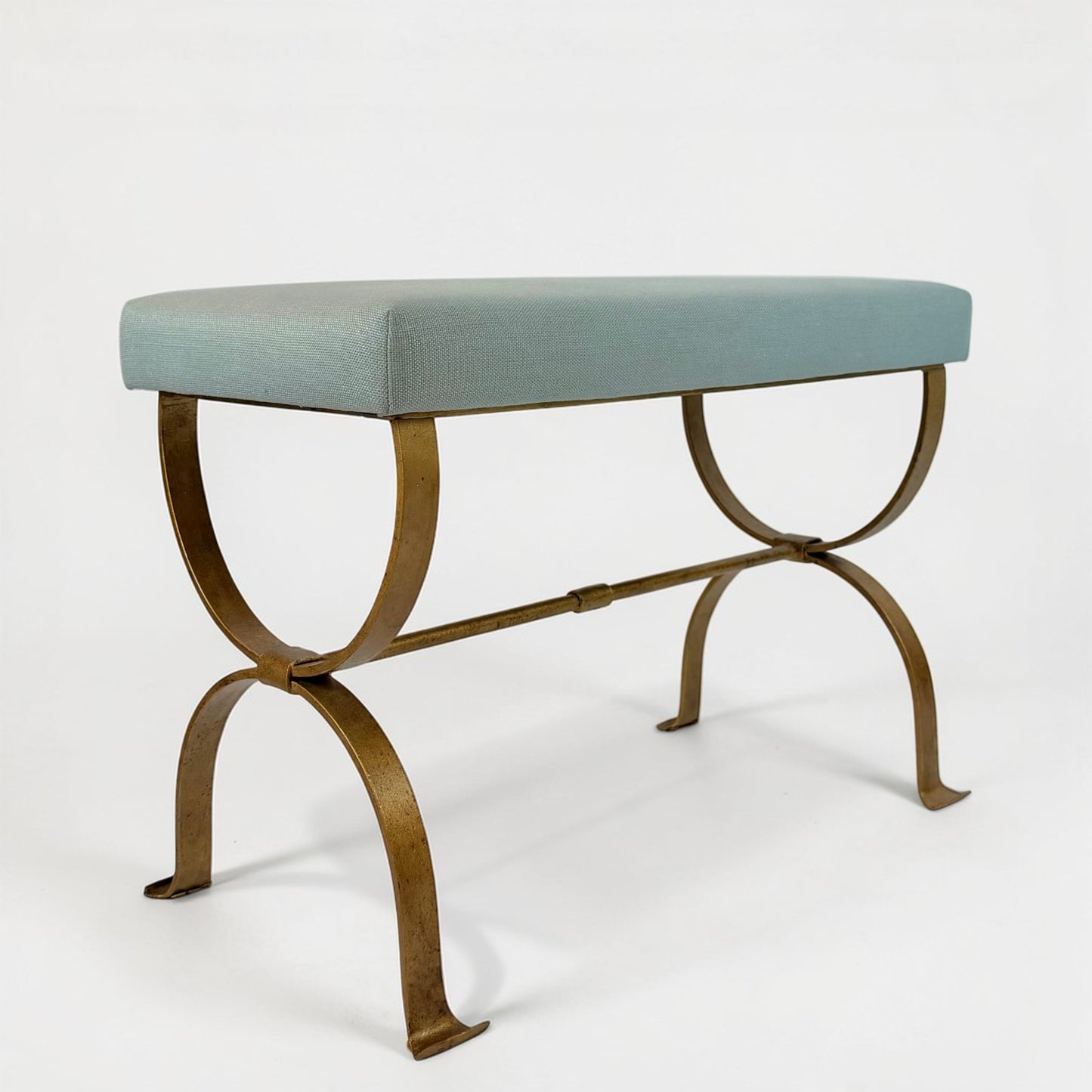 Pair of Curule Form Gilt Iron Benches