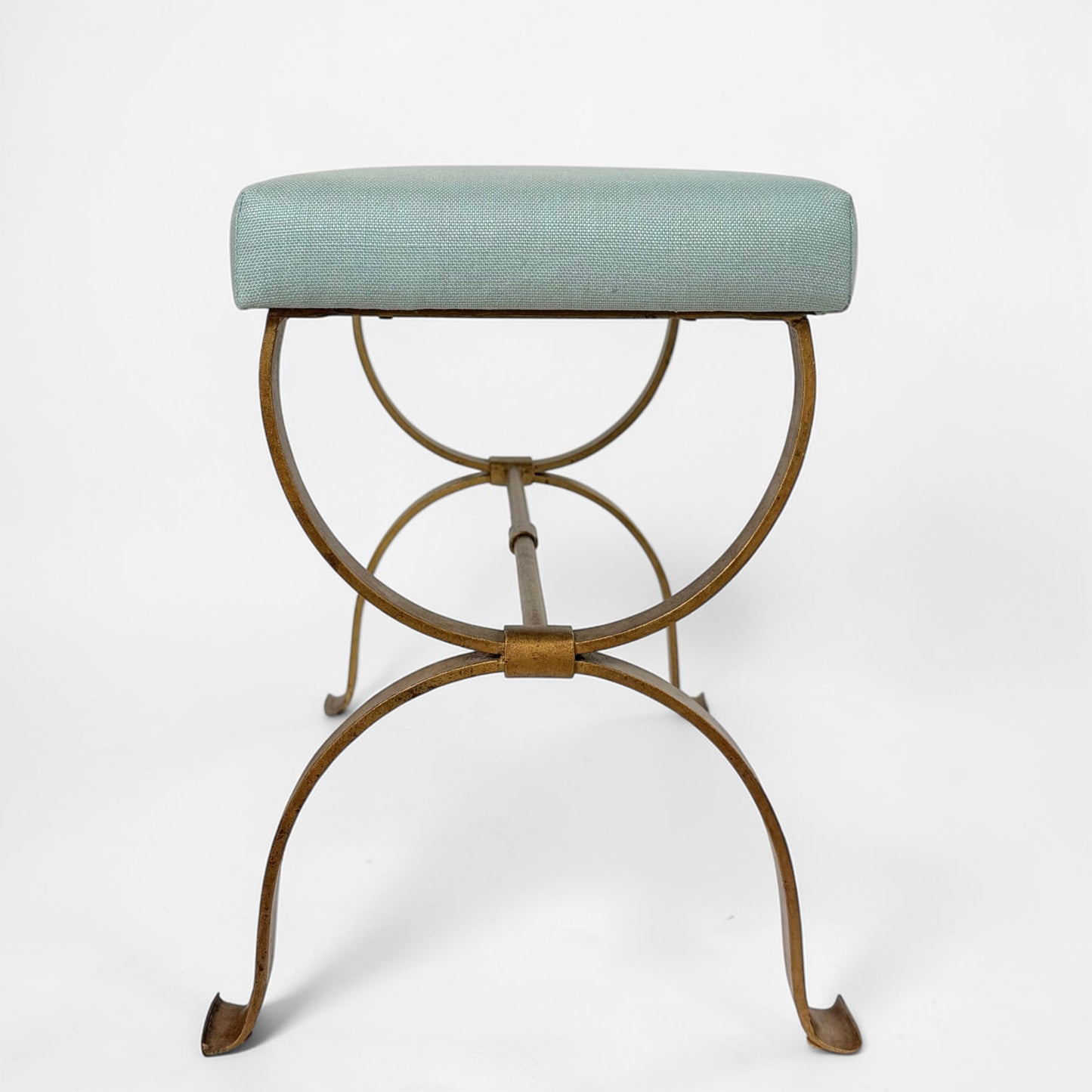 Pair of Curule Form Gilt Iron Benches