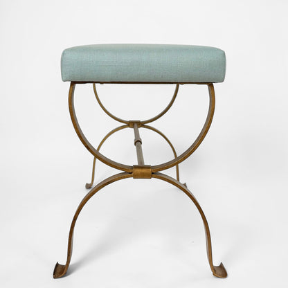 Pair of Curule Form Gilt Iron Benches