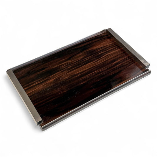 Art Deco Macassar and Nickel Tray