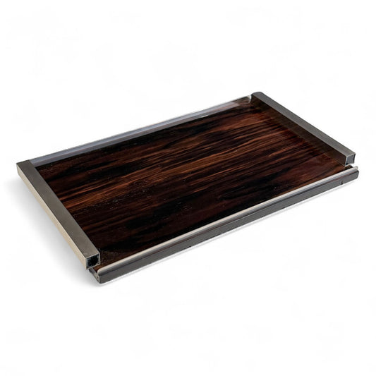 Art Deco Macassar and Nickel Tray