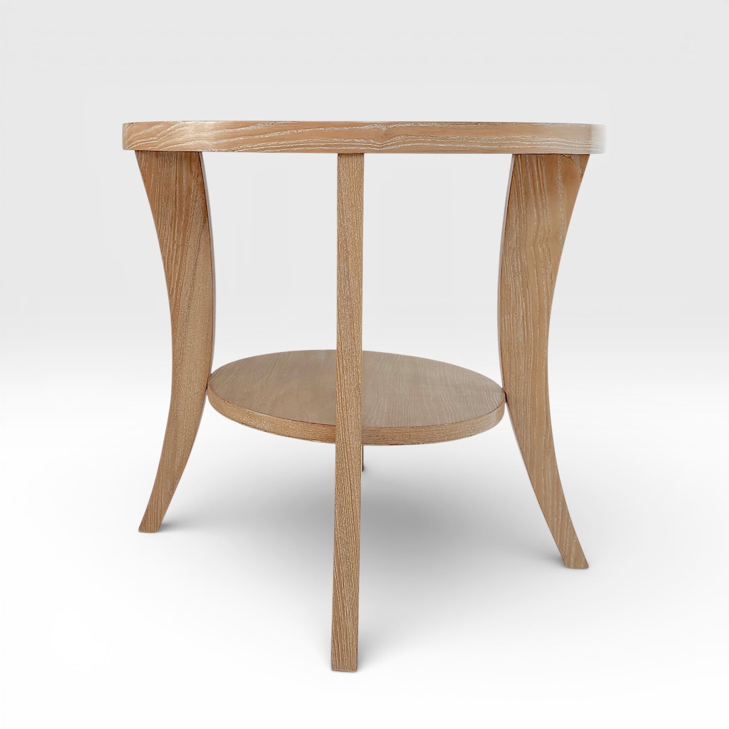 Round Art Deco Ash Wood End Table