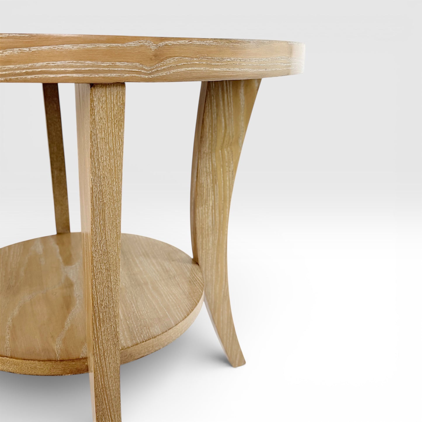 Round Art Deco Ash Wood End Table