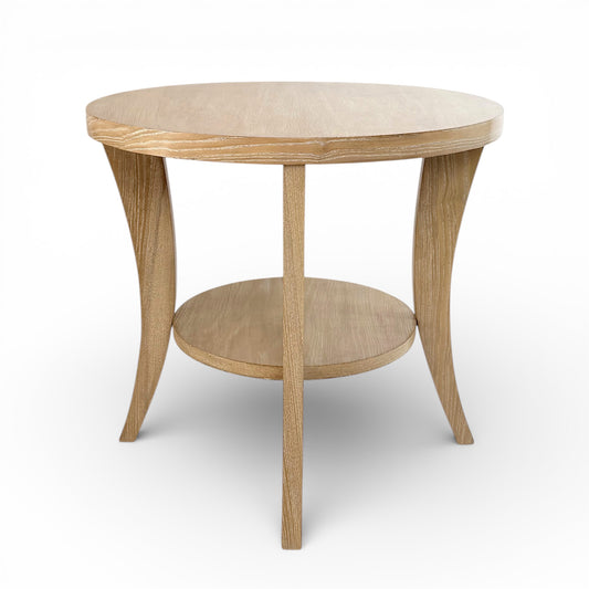 Round Art Deco Ash Wood End Table