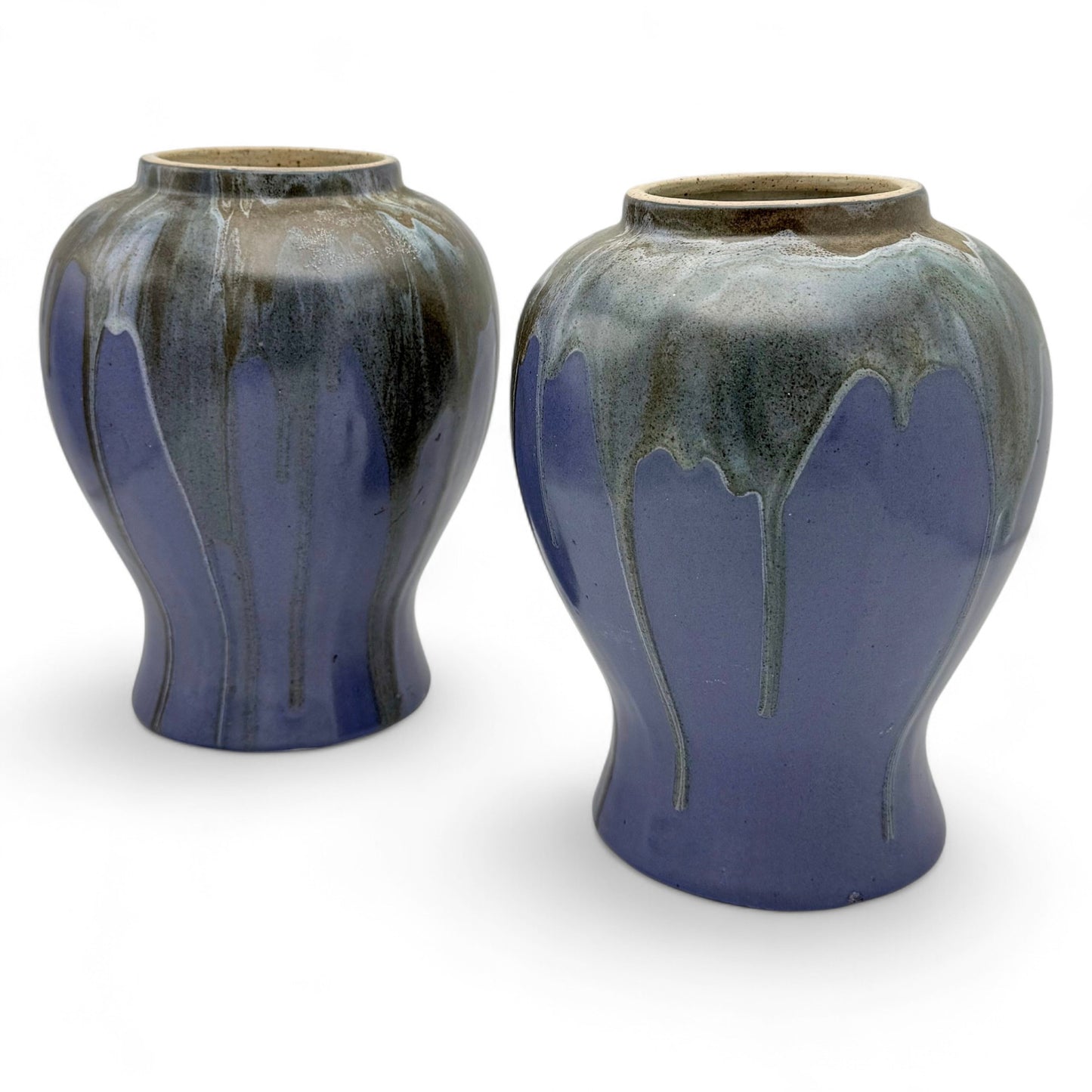 Pair of Vintage Violet Drip Glazed Vases