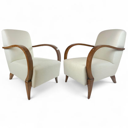 Pair of French Mid Century Upholstered Arm Chairs