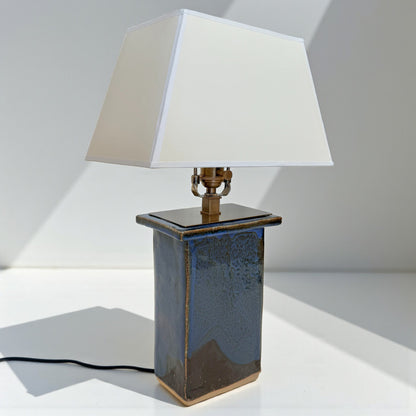 Blue Rectangular Stoneware Table Lamp