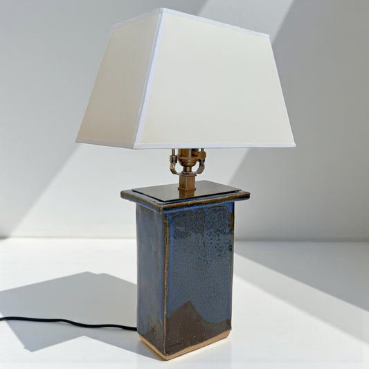 Blue Rectangular Stoneware Table Lamp