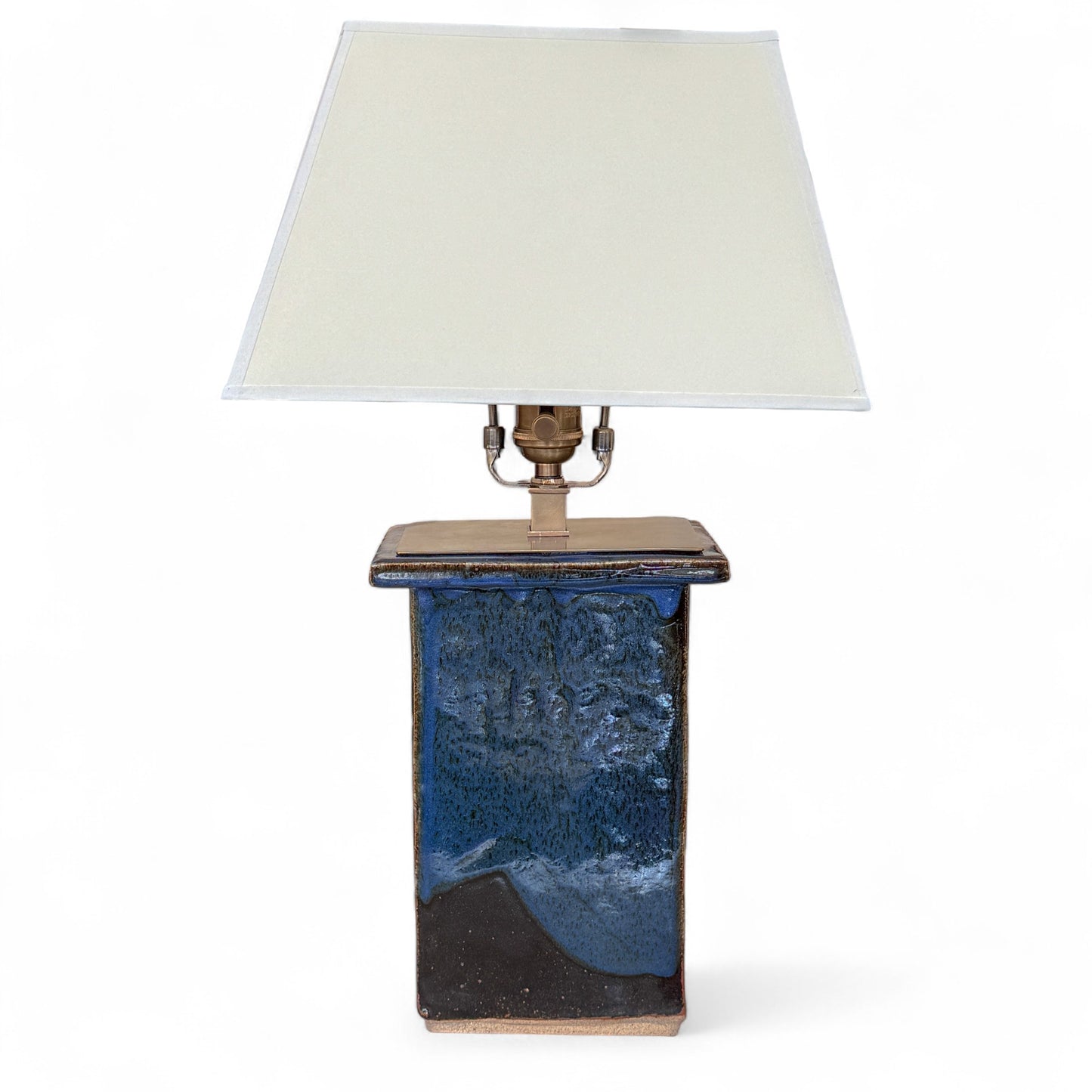 Blue Rectangular Stoneware Table Lamp