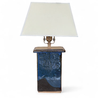 Blue Rectangular Stoneware Table Lamp