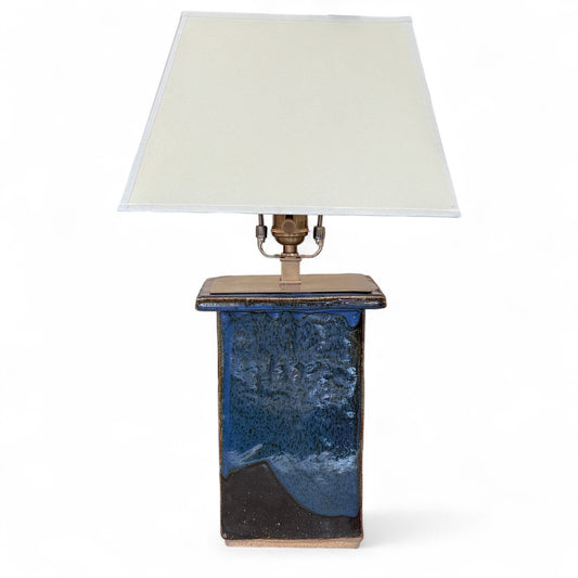 Blue Rectangular Stoneware Table Lamp