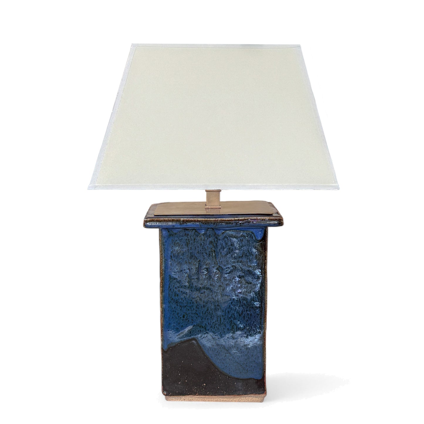 Blue Rectangular Stoneware Table Lamp