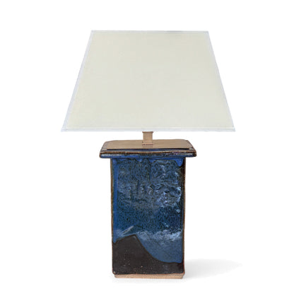 Blue Rectangular Stoneware Table Lamp
