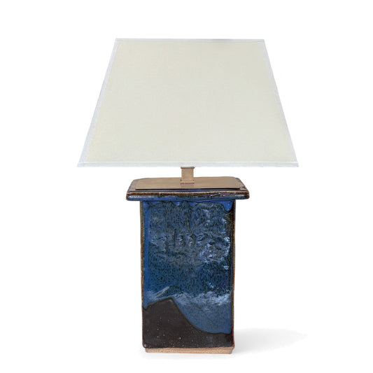 Blue Rectangular Stoneware Table Lamp