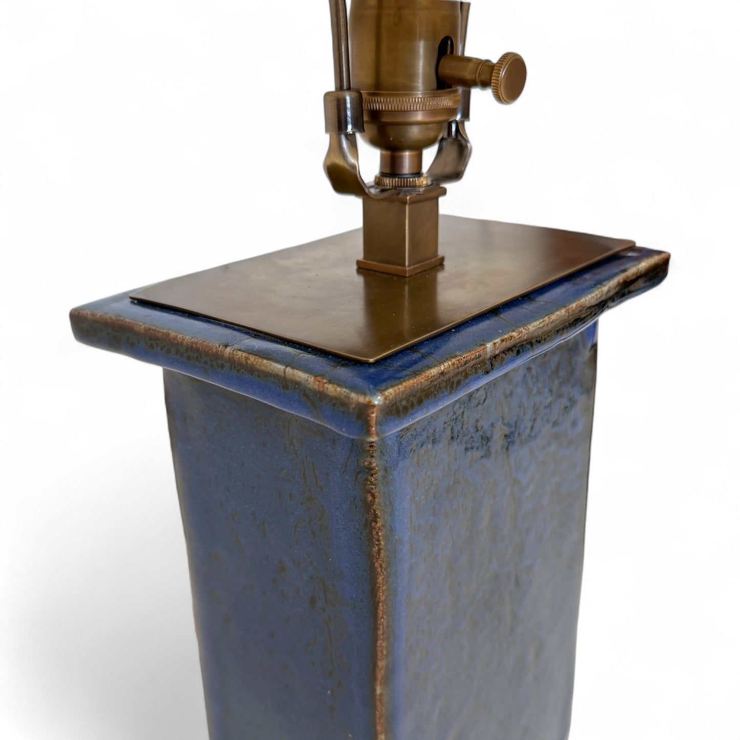 Blue Rectangular Stoneware Table Lamp