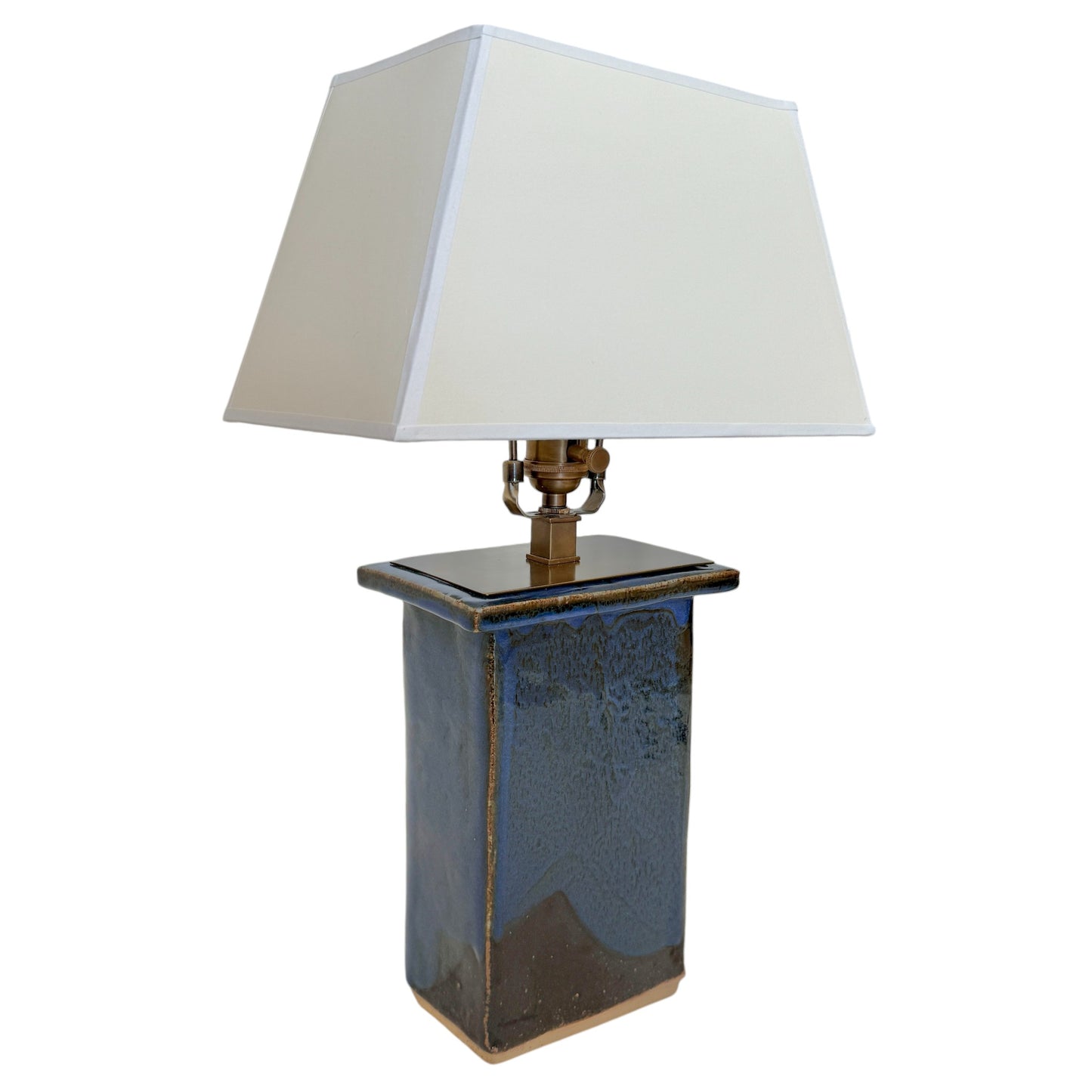 Blue Rectangular Stoneware Table Lamp