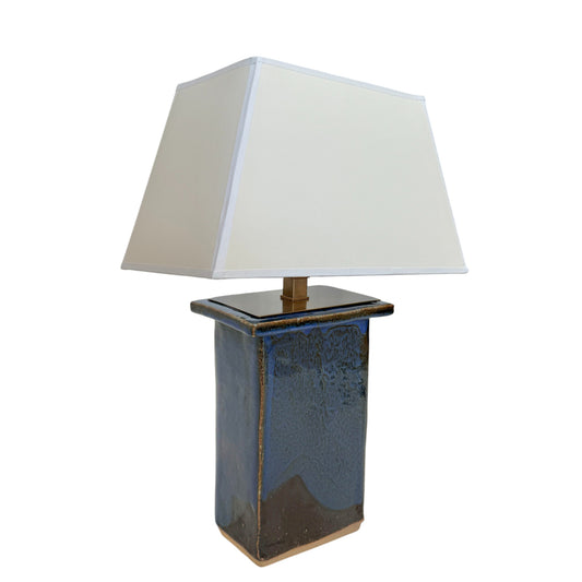 Blue Rectangular Stoneware Table Lamp
