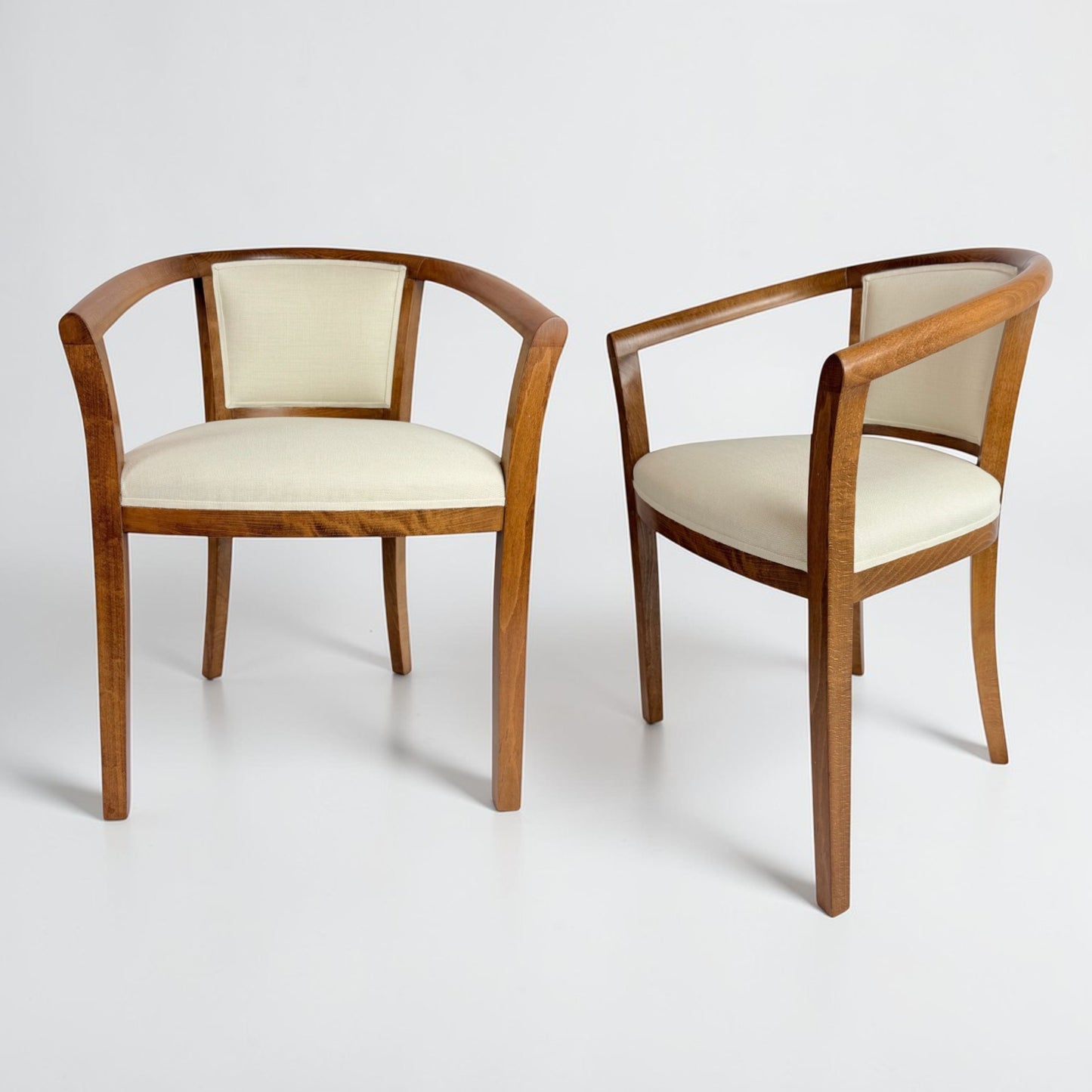 Pair of French Light Wood Curved Back Chairs