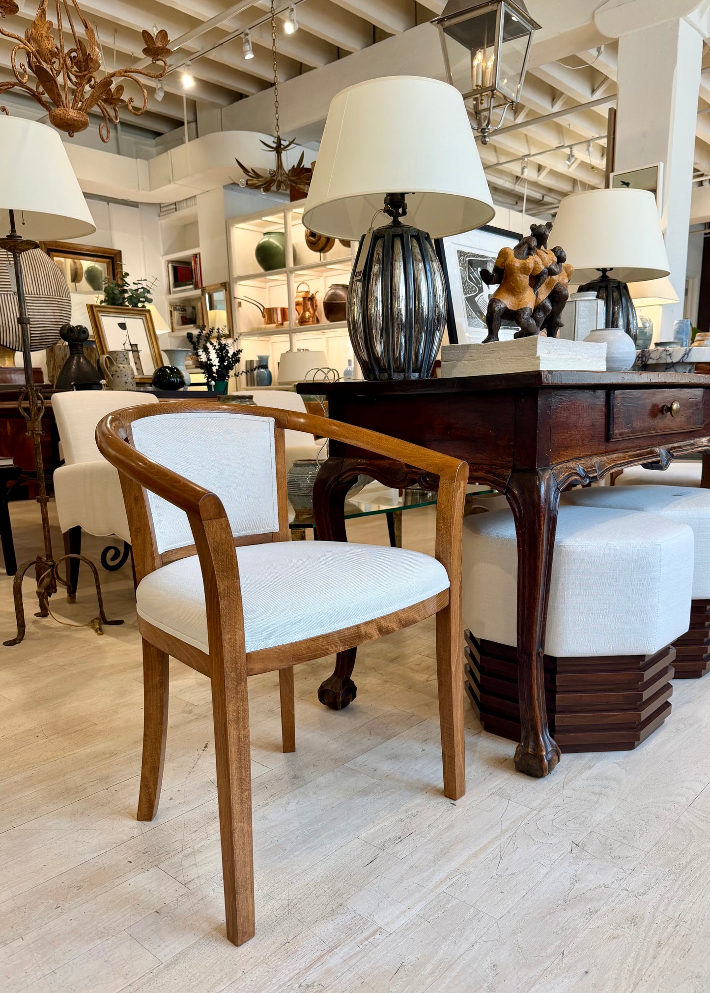 Pair of French Light Wood Curved Back Chairs