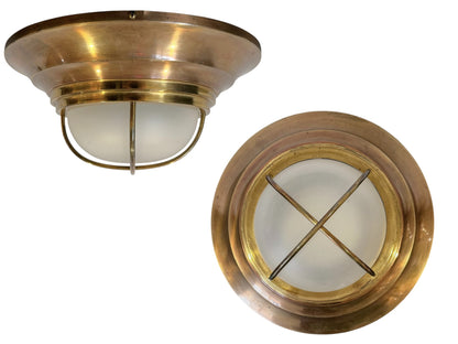Round Brass Tone Bulkhead Ceiling Light