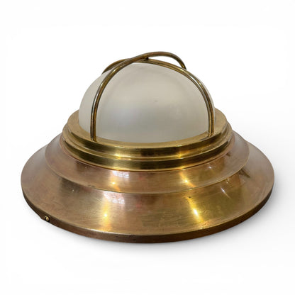 Round Brass Tone Bulkhead Ceiling Light