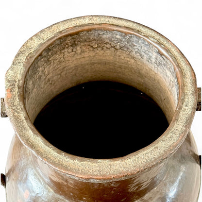 Large Antique Copper Pot with Two Handles