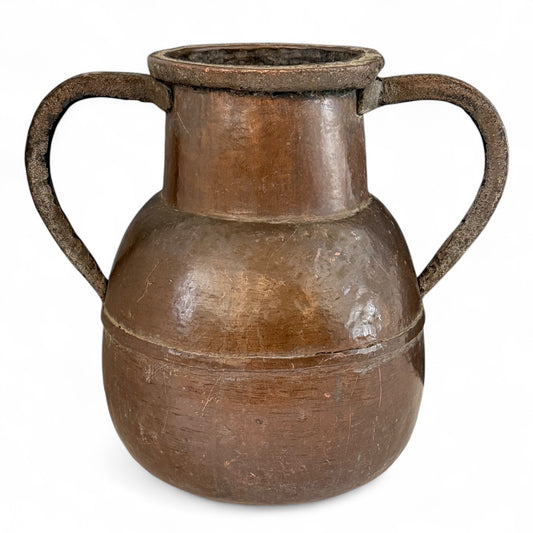 Large Antique Copper Pot with Two Handles