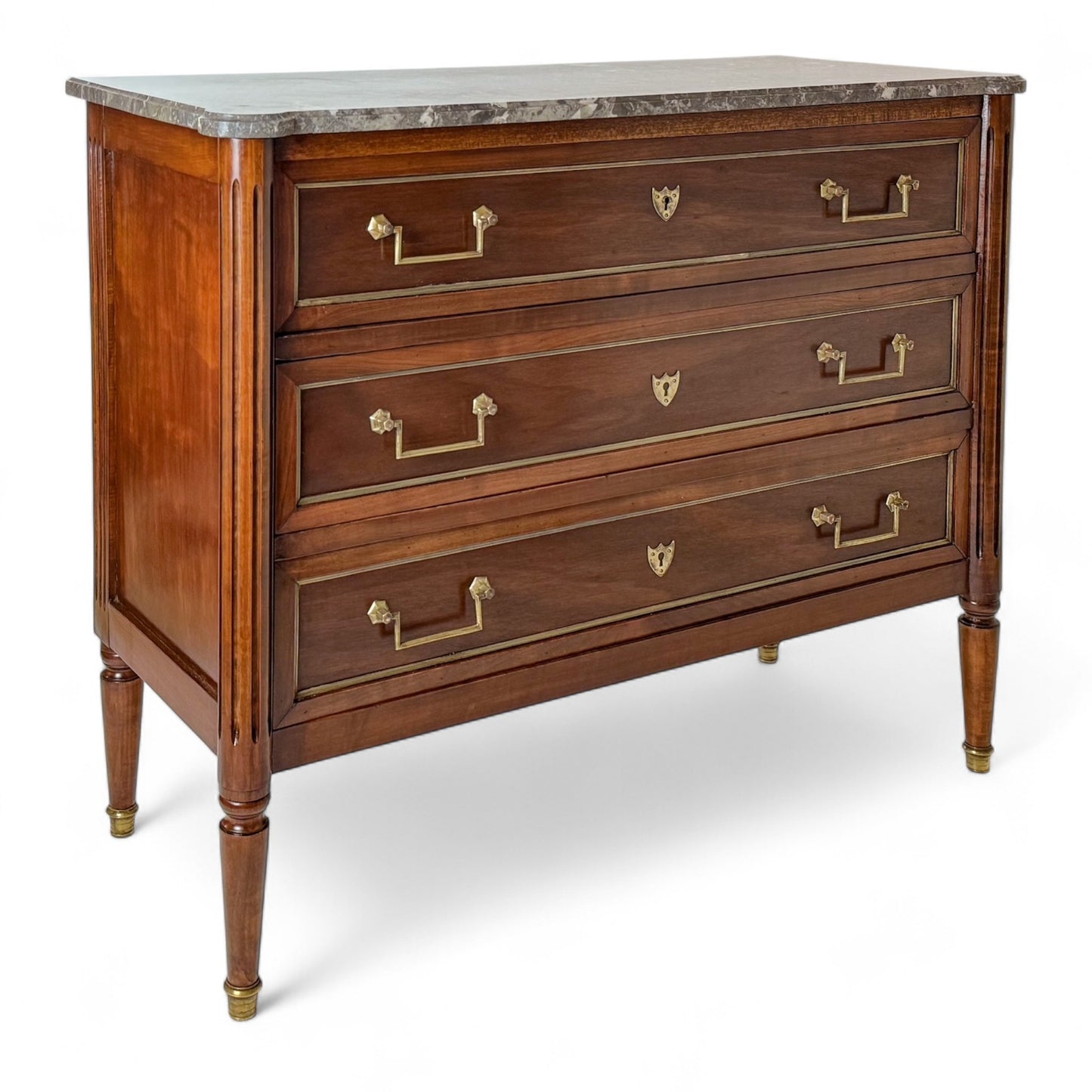 French Three Drawer Mahogany Commode