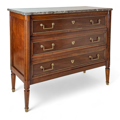 French Three Drawer Mahogany Commode