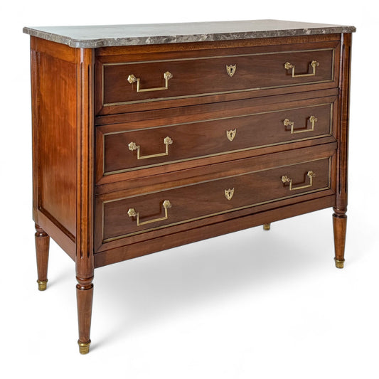 French Three Drawer Mahogany Commode
