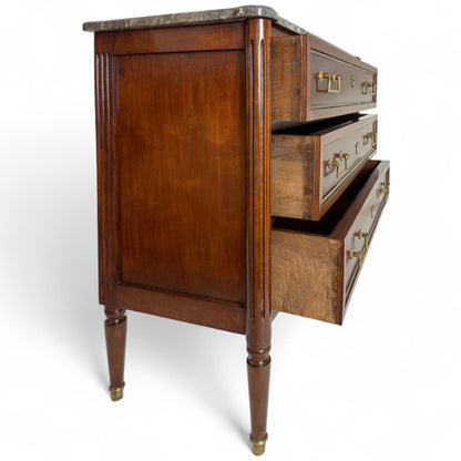 French Three Drawer Mahogany Commode