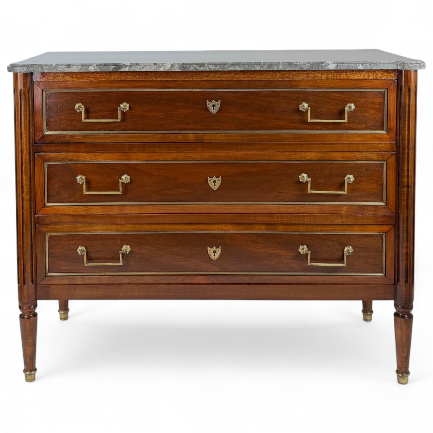 French Three Drawer Mahogany Commode