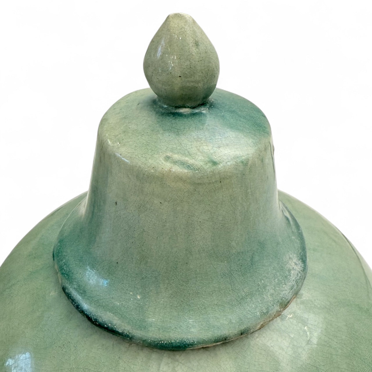 Pair of Celadon Stoneware Temple Jars